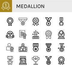 Set of medallion icons such as Gold medal, Medal, Award, Prize, Reward, Prizes , medallion