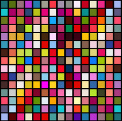 The background is made of multicolored squares. Vector illustration