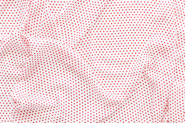 Dotted white and red fabric texture background top view mock up