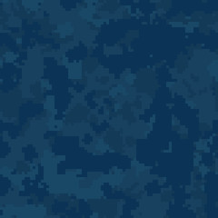 Seamless digital pixel subtle blue military fashion camo pattern vector