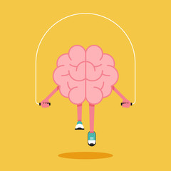 Brain training with rope jumping flat design. Creative idea concept © thenatchdl