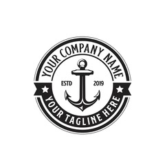 Anchor nautical marine circle seal logo design with text
