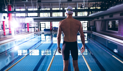 Swimmer in a swimming stadium