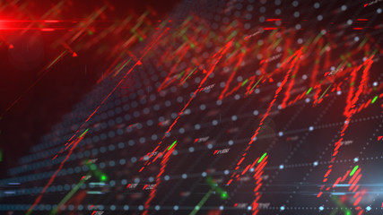 Global stock market price chart down investment trend graph - 3D illustration rendering