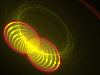 Soft Abstract Background Image, Illustration - Repeating symmetrical circles, offset circular geometry. Recursive abstract symmetrical patterns, Black Background.