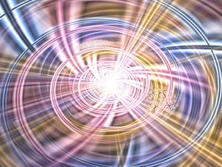 Abstract Pink and Purple Spiral Background Image, Illustration - Infinite repeating spiral, color vortex. Recursive symmetrical patterns of colorful warped shapes, burst of brilliant light