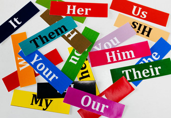 word cards on white background