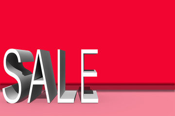 Word Sale in 3d on red background, voucher, discount, season sale, pomotion, comercial