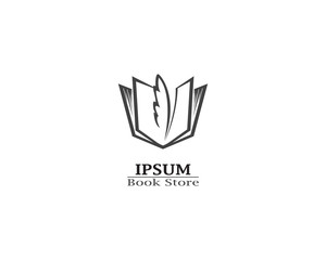 Write book with feather pen logo template vector