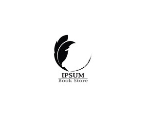 Write book with feather pen logo template vector