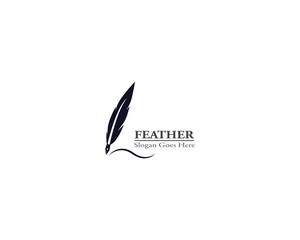 Feather pen logo template vector illustration