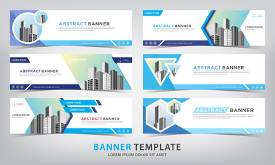 set of corporate blue banner template, vector illustration