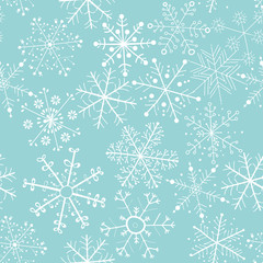 Snowflakes drawing collection, light blue - Vector pattern