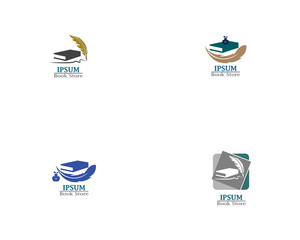 Feather pen with book logo template vector