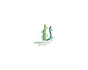 Bamboo with green leaf concept inspirated  logo template