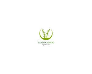 Bamboo with green leaf concept inspirated  logo template