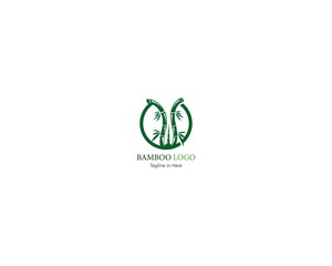 Bamboo with green leaf concept inspirated  logo template