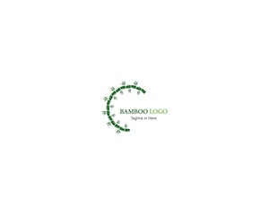 Bamboo with green leaf concept inspirated  logo template