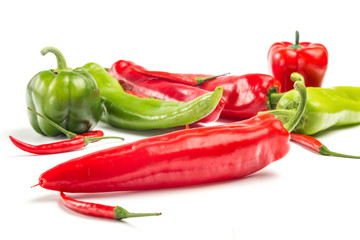 Chilies on a white background