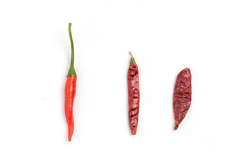 Chilies on a white background
