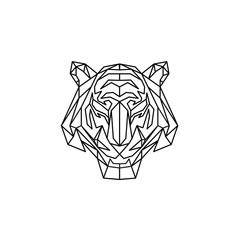 polygonal tiger head logo isolated on white background. modern and geometric logo