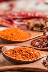 A variety of different flavors of chilies