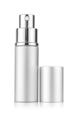 silver spray tube for cosmetic product design mock-up
