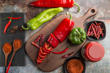 A variety of different flavors of chilies