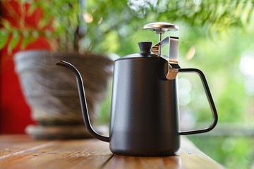 Black stainless steel coffee drip kettle