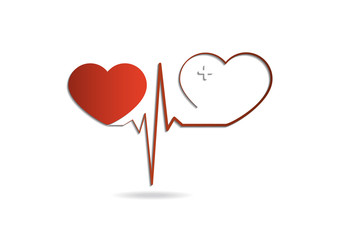 Heart icon with pulse line on white background. Medical icon. Modern simple design.