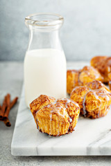 Cinnamon sugar monkey bread muffins with creamy glaze