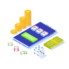 Online casino, online gambling, gaming apps  isometric vector illustration