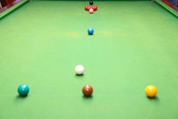 snooker ball on the green snooker table.