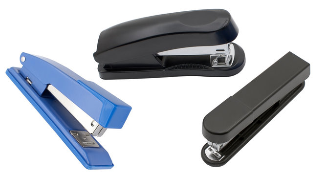 staplers isolated on a white