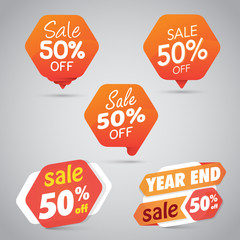 Set of Orange Sale 50% Signs