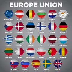 Europe Union Pin Point Nation Flags