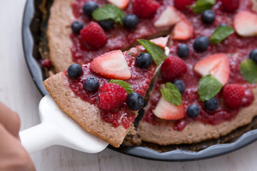 Organic Mixed Berries topping on whole grain pancake