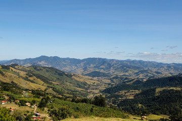 Fototapeta na wymiar Panoramic view of the valley where is the city of 'Sao Bento do Sapucai' in the state of Sao Paulo.
