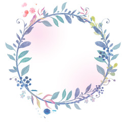 Fototapeta na wymiar Flower pink and blue pastel frame vintage style