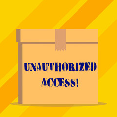 Writing note showing Unauthorized Access. Business concept for use of a computer or network without permission