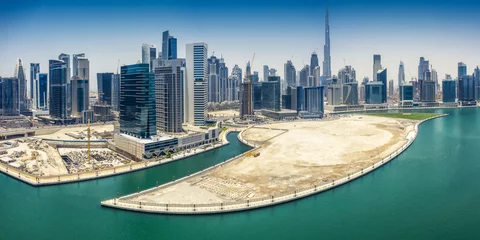 Foto op Canvas Aerial view on downtown Dubai, UAE, on a summer day © Funny Studio