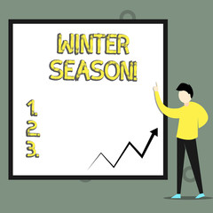 Conceptual hand writing showing Winter Season. Concept meaning the coldest season of the year in polar and temperate zones