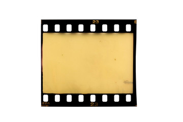 Old 35mm positive film strip isolated on background