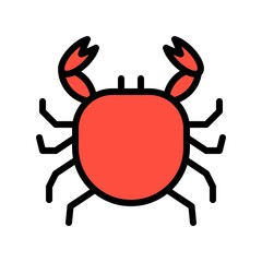 sea food crab or cockroach editable stroke icon  in filled design.