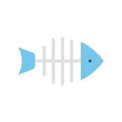  fish bone food set in flat design icon.