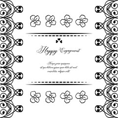 Lettering happy engagement, decoration of invitation card. Vector
