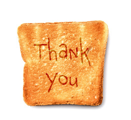 Slice of toasted bread on white background