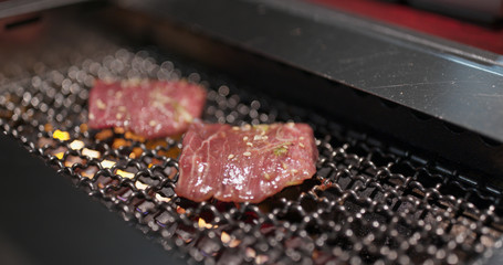 Japanese style meat barbecue at restaurant
