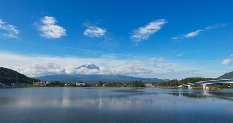 Fototapeta na wymiar Japanese mountain Fuji in Kawaguciko