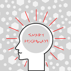 Writing note showing Smart Highway. Business concept for Highways that converge the highly advanced road technologies Outline Silhouette Human Head Surrounded by Light Rays Blank Text Space